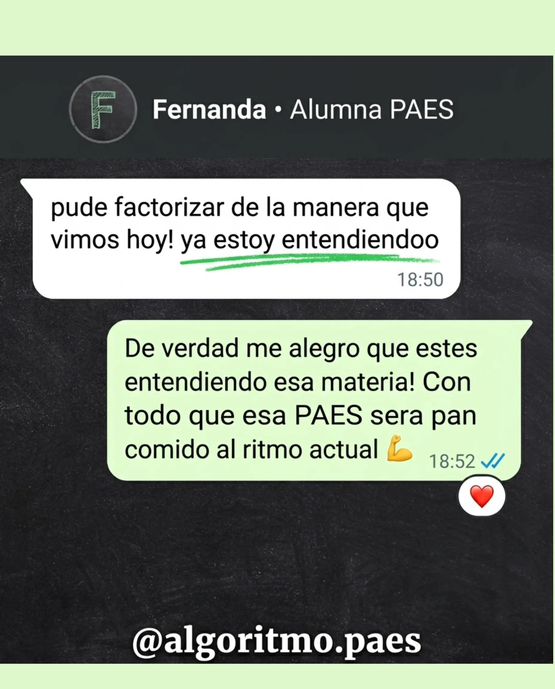Captura real de testimonio de F.