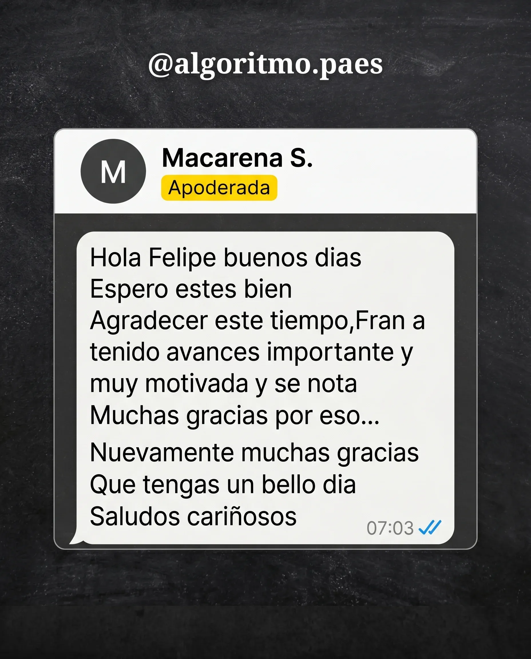 Captura real de testimonio de M.